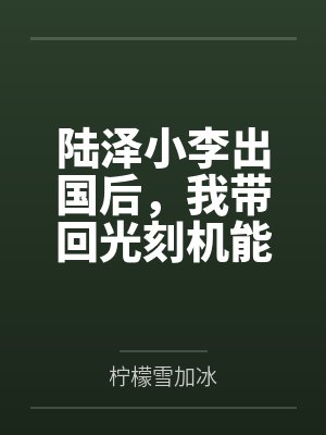 陆泽小李出国后，我带回光刻机能一等功吗